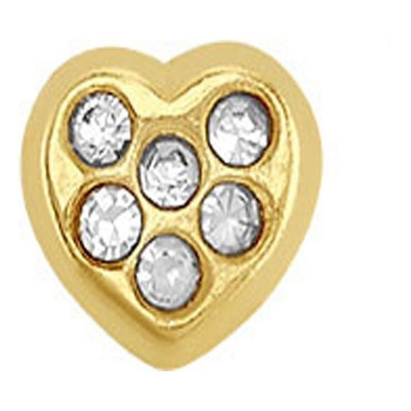 Broquel Corazón Con Zirconia En Oro De 10 K + Obsequio