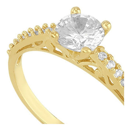 Anillo Solitario 4 Uñas Delgado En Oro 10 K + Obsequio