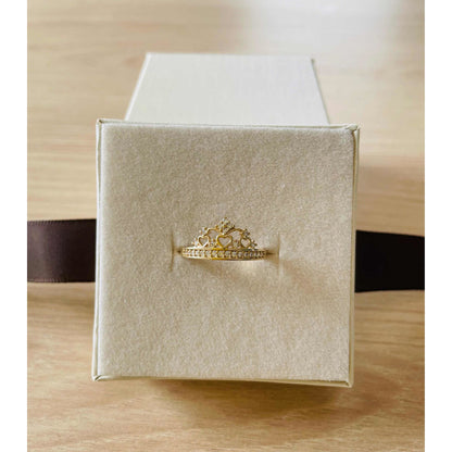 Anillo Corona Con 3 Corazones Oro 10 K + Obsequio