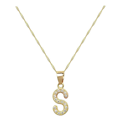 Dije Inicial S Con Zirconias En Oro De 10 K + Obsequio