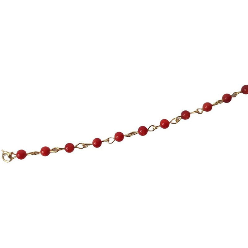 Pulsera Coral Para Niña Elaborada En Oro De 14 K + Obsequio