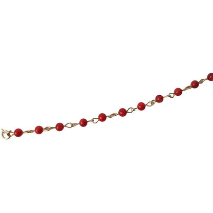Pulsera Coral Para Niña Elaborada En Oro De 14 K + Obsequio
