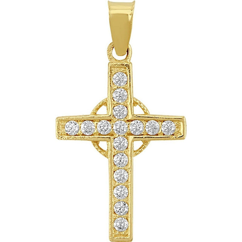 Kit Cadena Con Dije Cruz Aro Zirconias Oro 10 K + Obsequio