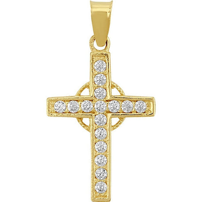 Kit Cadena Con Dije Cruz Aro Zirconias Oro 10 K + Obsequio