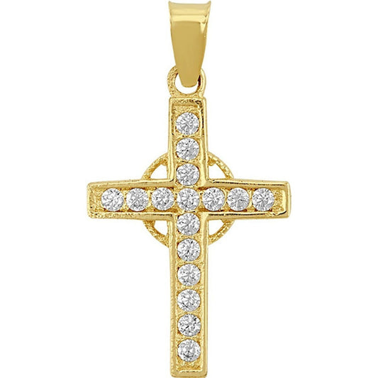 Kit Cadena Con Dije Cruz Aro Zirconias Oro 10 K + Obsequio