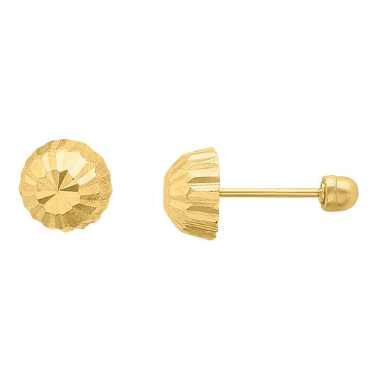 Broqueles Hongo Recto Para Bebé 5 Mm Oro De 10 K + Obsequio