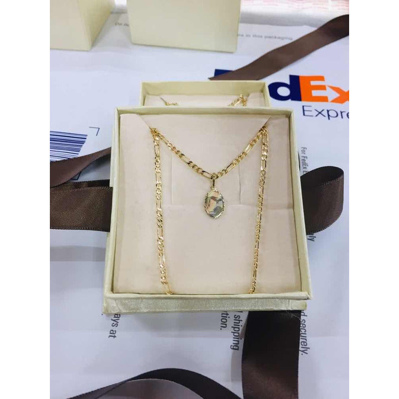 Collar Bautizo 3 Oros Oval 10 K + Obsequio + Envio