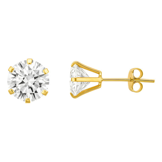 Broqueles Circonia 8 Mm Oro De 10 K +