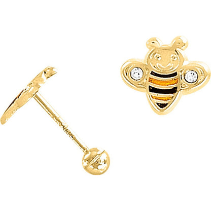 Broqueles Abejitas Esmaltadas Oro De 10 K