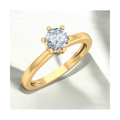 Elegante Anillo Solitario Corona Corazones Oro 10 Kilates