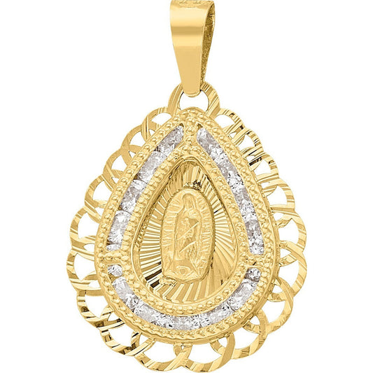 Collar Virgen Guadalupe Zirconias Oro 10 K + Obsequio