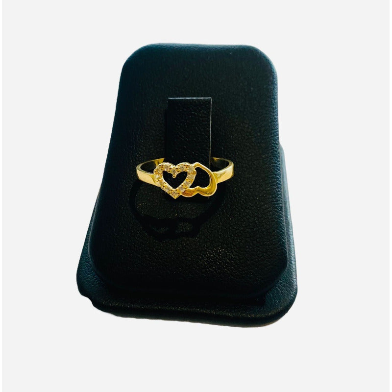 Anillo De Corazones En Oro De 10 Kilates + Obsequio