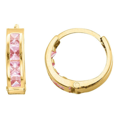 Huggies Circonias Rosas Oro 10 K + Obsequio