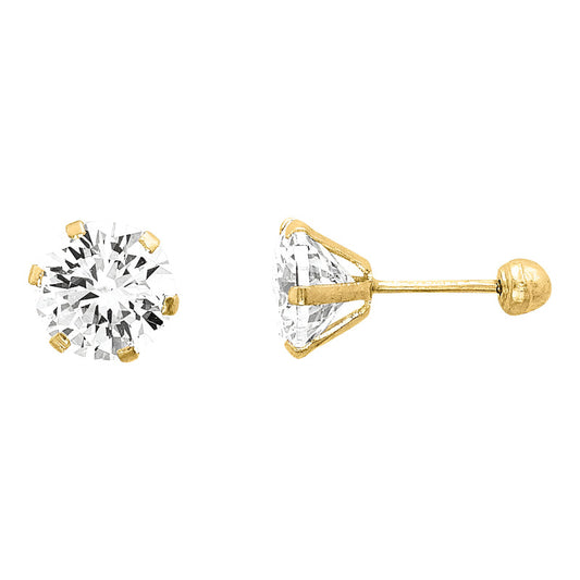 Broqueles Zirconias 6 Mm Oro 10 Kilates +