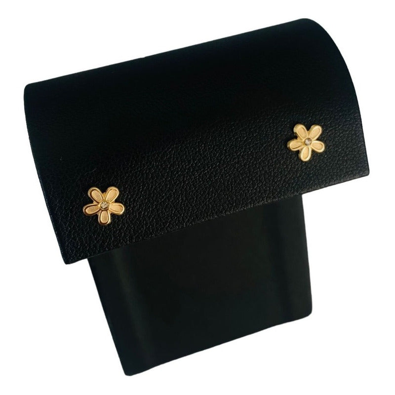 Increibles Broqueles De Flor Con Zirconia 14k + Obsequio