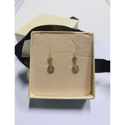Aretes Virgen Guadalupe Circonias En Oro 10 K + Obsequio