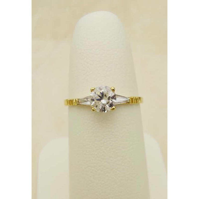 Anillo Solitario 2 Oros 10 Kilates Circonia + Obsequio