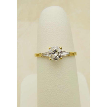 Anillo Solitario 2 Oros 10 Kilates Circonia + Obsequio