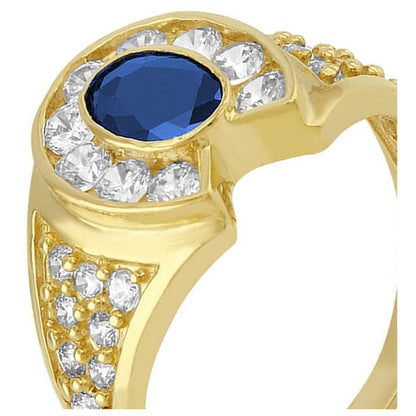 Anillo Caballero Piedra Oval Azul En Oro De 10 K + Obsequio