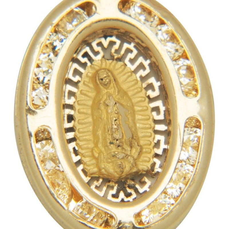 Medalla Mini De La Virgen De Gpe Ovalada En Oro De 10k