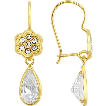 Arete Flor Arenada Gota En Oro De 10 K + Obsequio + Envio