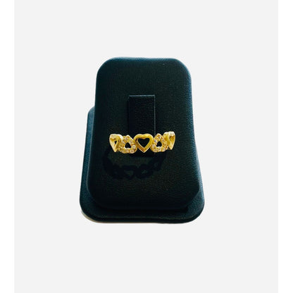 Anillo Corazones Con Circonias Oro 10 K + Obsequio
