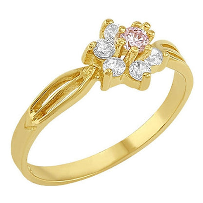 Anillo Estrella Zirconia Rosa Niña Oro 10 K + Obsequio
