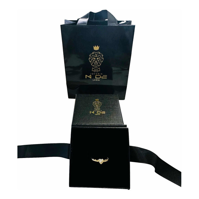 Anillo Corazón Circonia Oro 14 K + Obsequio