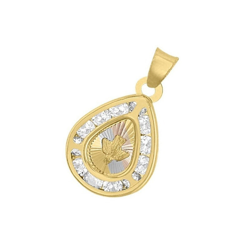 Medalla Mini Gota Espiritu Santo En Oro De 14 K + Obsequio