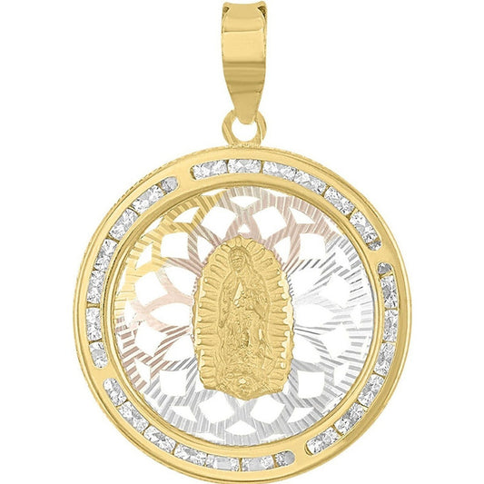 Medalla Guadalupe Fondo Mandala En Oro De 10 K + Obsequio