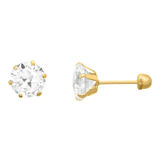 Broqueles Circonia 5 Mm Oro De 14 K +