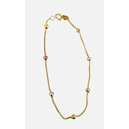 Esclava Dama Tejido Cubo  Bolitas 18 Cm Oro 10 K + Obsequio