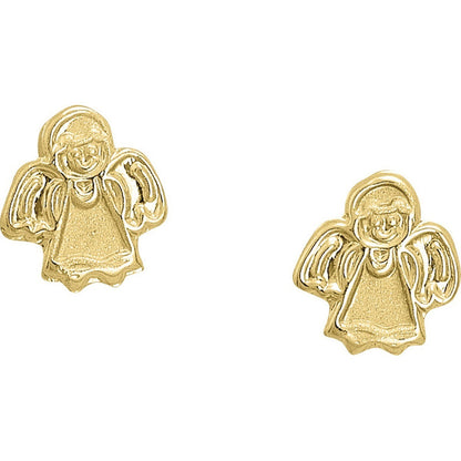 Broqueles De Angelitos Oro De 10 K + Obsequio