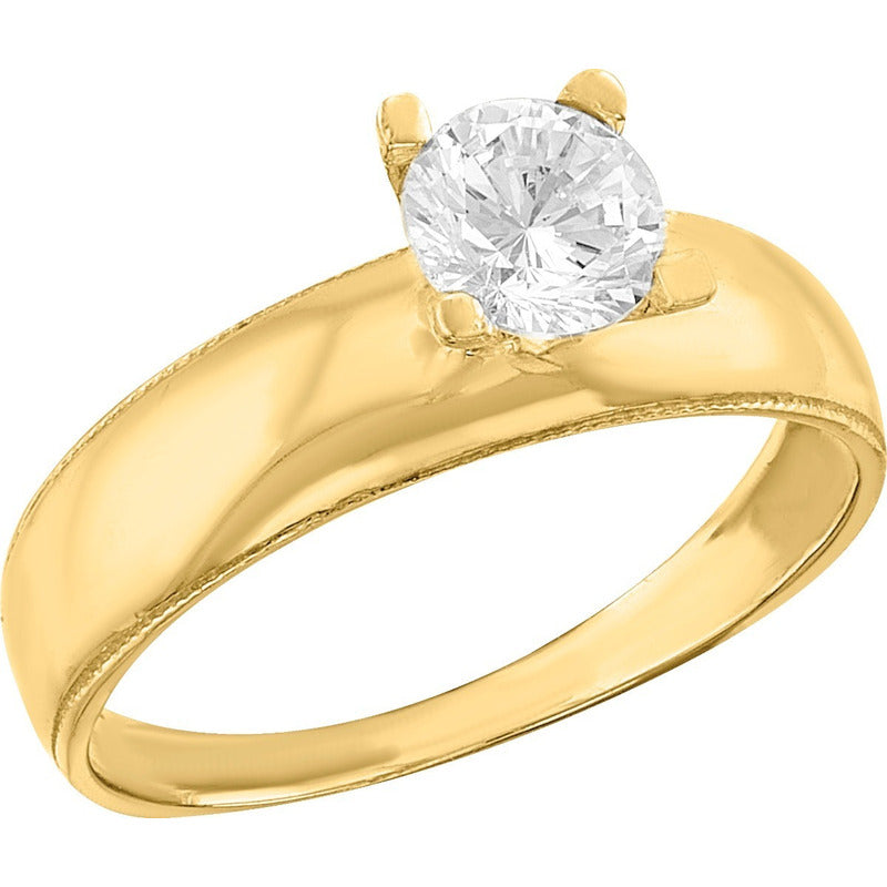 Anillo Solitario De Compromiso Clásico Oro 14 K + Obsequio