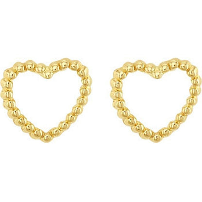 Broquel Corazón De Bolitas En Oro De 10 K + Obsequio + Envío