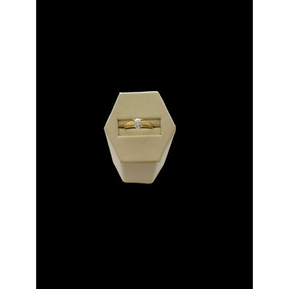Anillo Solitario Lineas Circonias Oro 10 K + Obsequio
