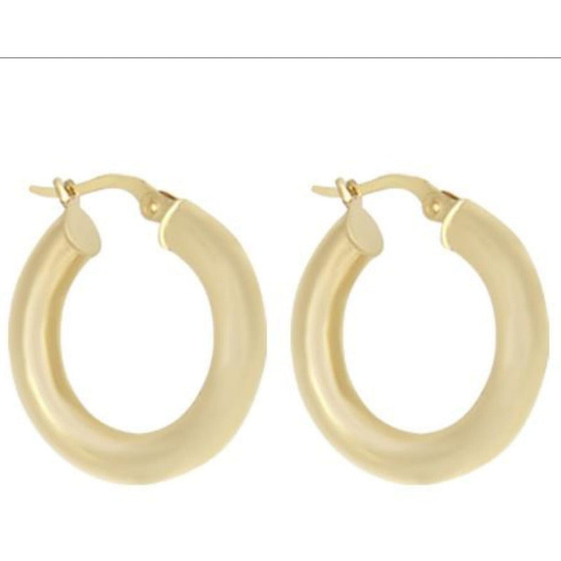 Arracada Redonda Tubular En Oro Amarillo En14 K