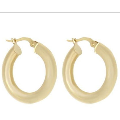 Arracada Redonda Tubular En Oro Amarillo En14 K