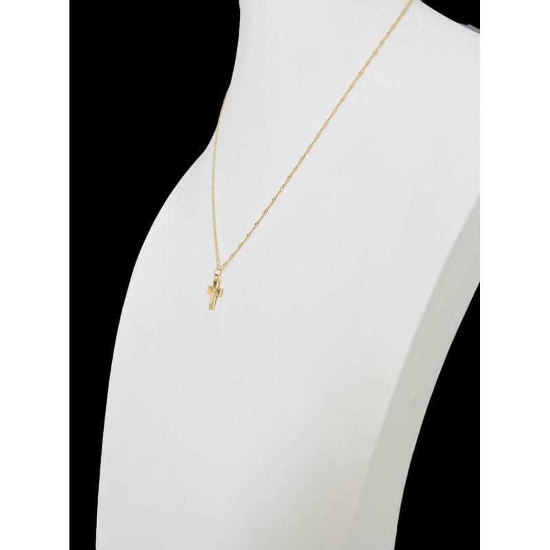 Juego De Gargantilla Con Cruz De Bautizo En Oro De 10kilates