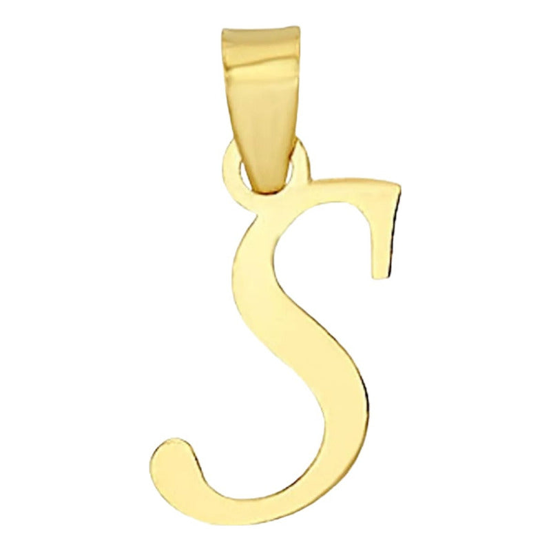 Juego Collar Letra S Lisa + Aretes Bola 10 K. + Regalo