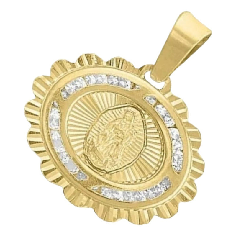 Juego Collar Guadalupe + Aretes Zircionias 10 K + Regalo