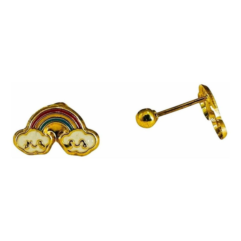 Broqueles Arcoíris Oro 10 Kilates + Obsequio