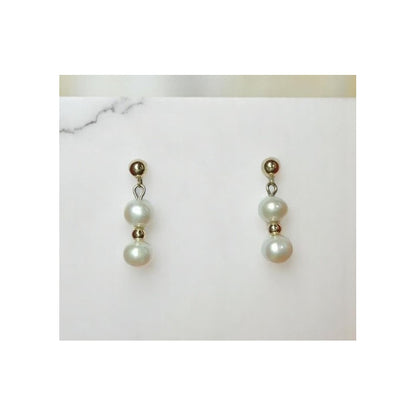 Aretes Perla Potato 6.5 Mm Con Bola 1x1 14 K + Obsequio