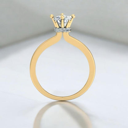 Elegante Anillo Compromiso Corona Zirconias Oro 14 Kilates