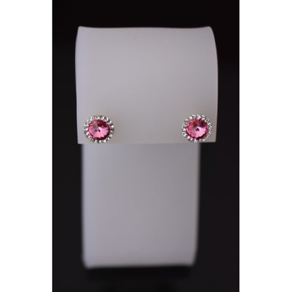 Broqueles Circulo Rosa 7 Mm Oro De 10 K + Obsequio