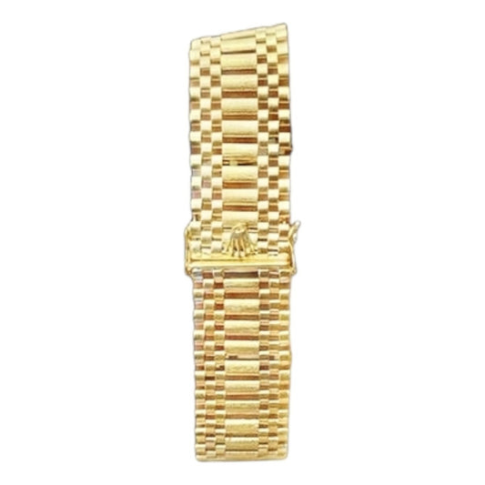Pulsera Tejido Hueco 2 Cm Por 21 Cm Corona Oro 14 Kilates