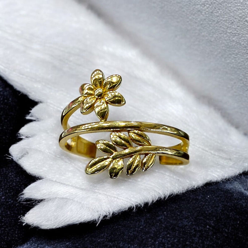 Anillo Flor Doble Joyería M De León 10k + Regalo