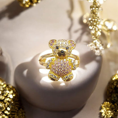 Anillo Oso Rosa Joyería M De León 10k + Regalo