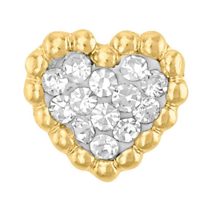 Broqueles De Corazón En Oro De 14 Kilates Con Zirconia