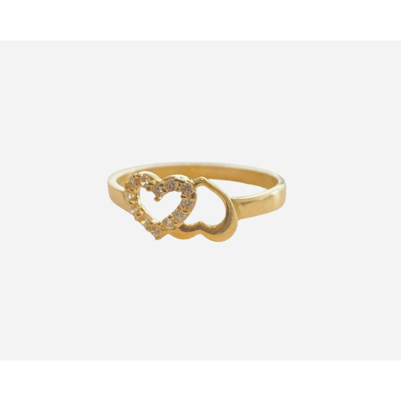Anillo De Corazones En Oro De 10 Kilates + Obsequio